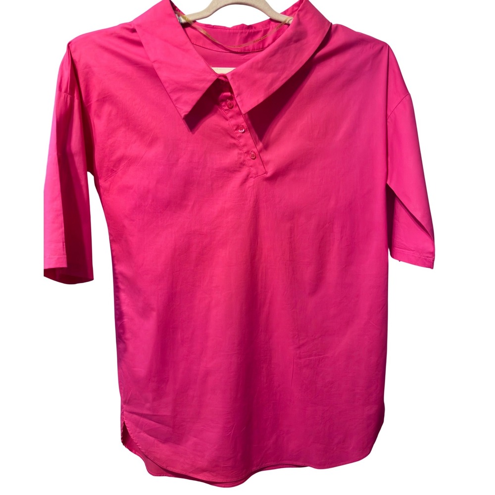 Jeanne D'Arc Tunic Top Women 40 Fuchsia Pink New Embellished‎ Mesh Pocket Italy - Picture 2 of 4